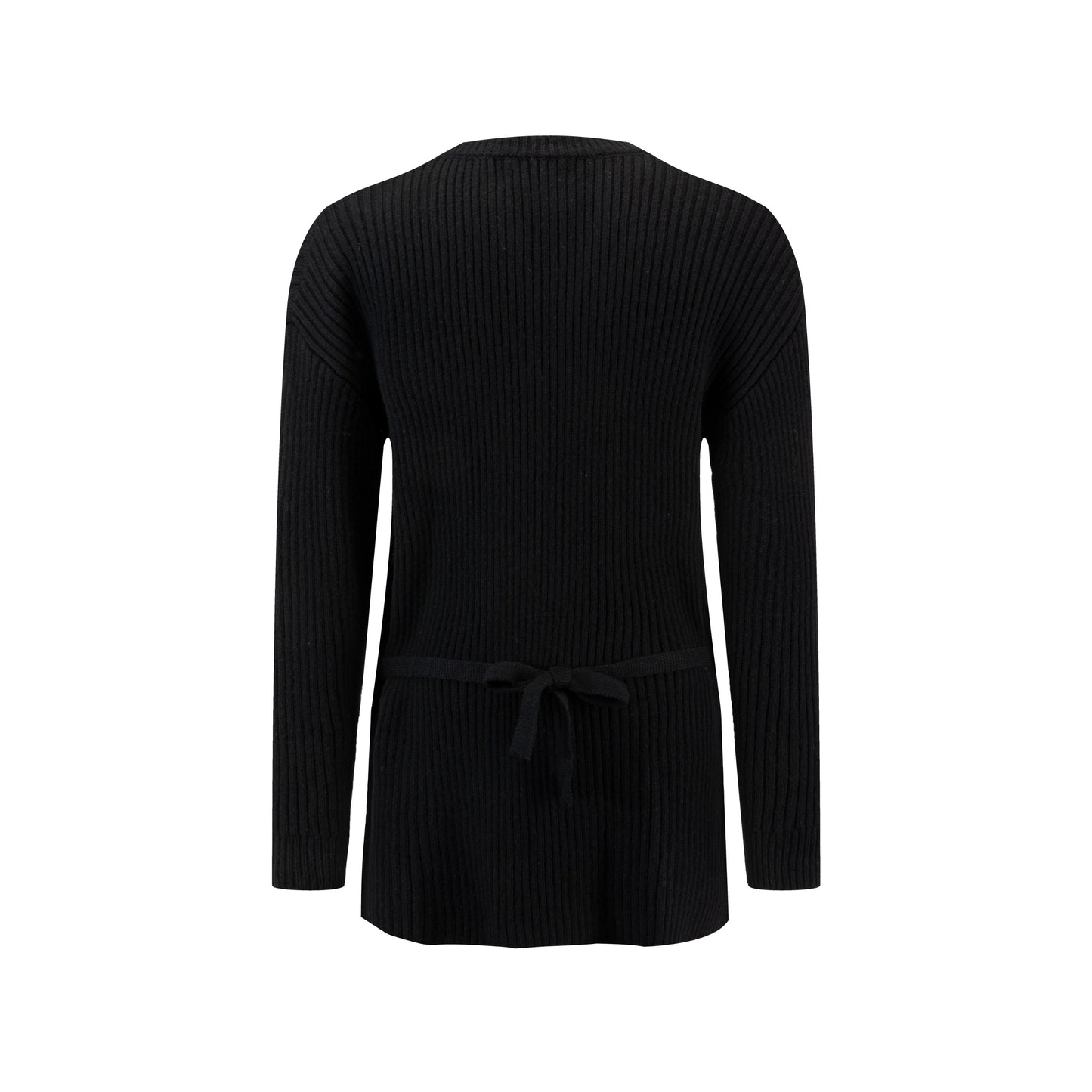 Ribbed Drawstring Hi-Low Hem Top - Black