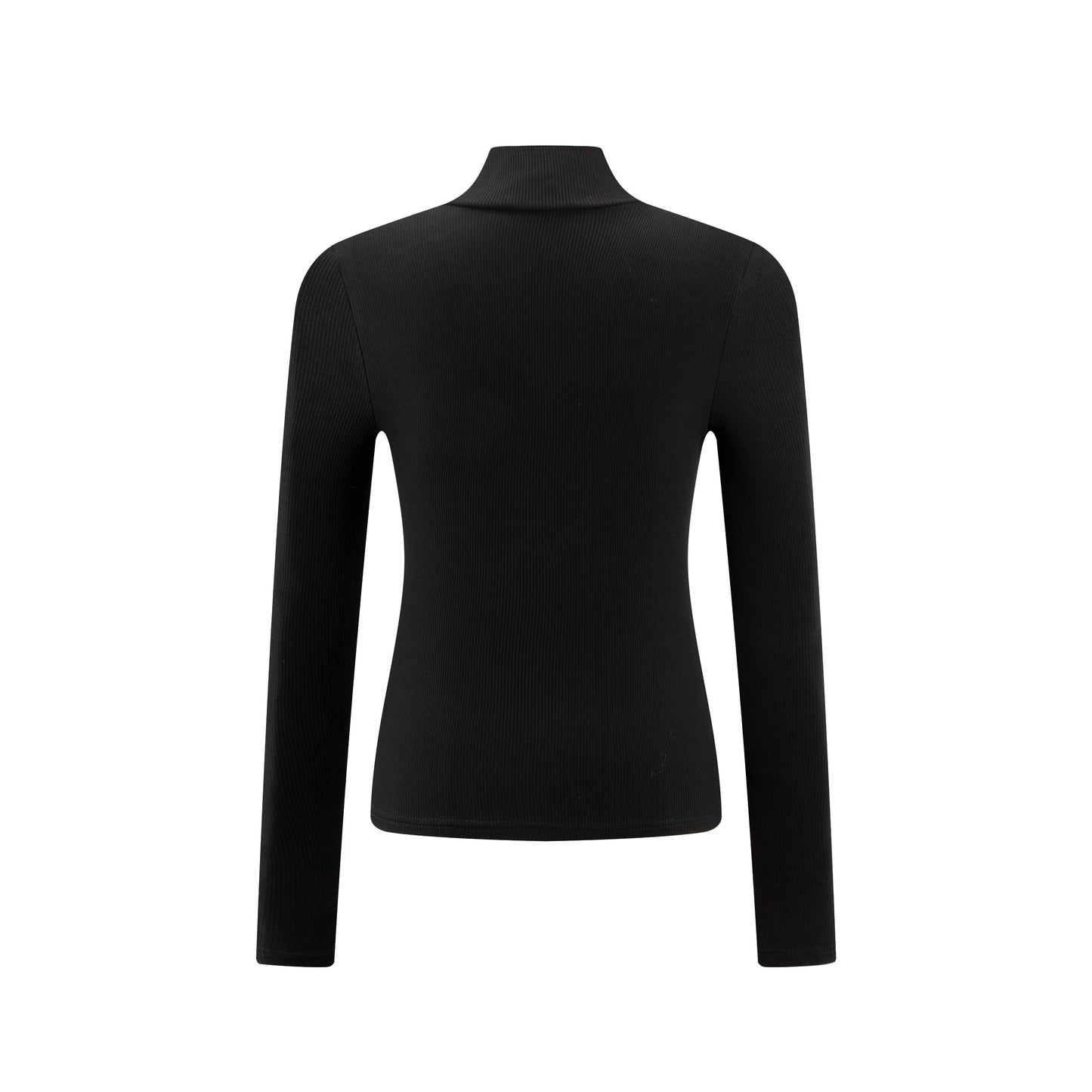 V-Neck Ribbed Knit Top - Black