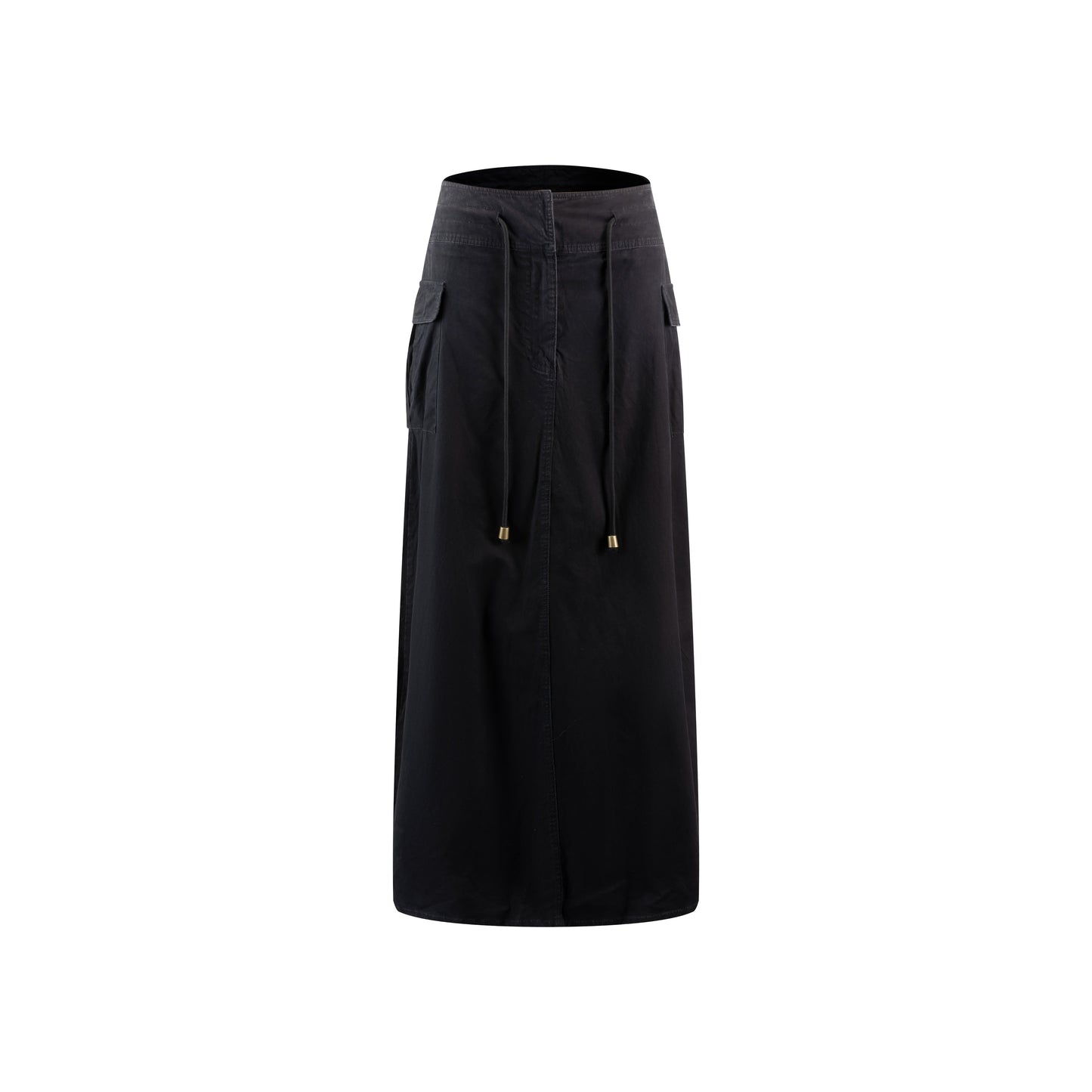 Acid Wash Drawstring Skirt - Black