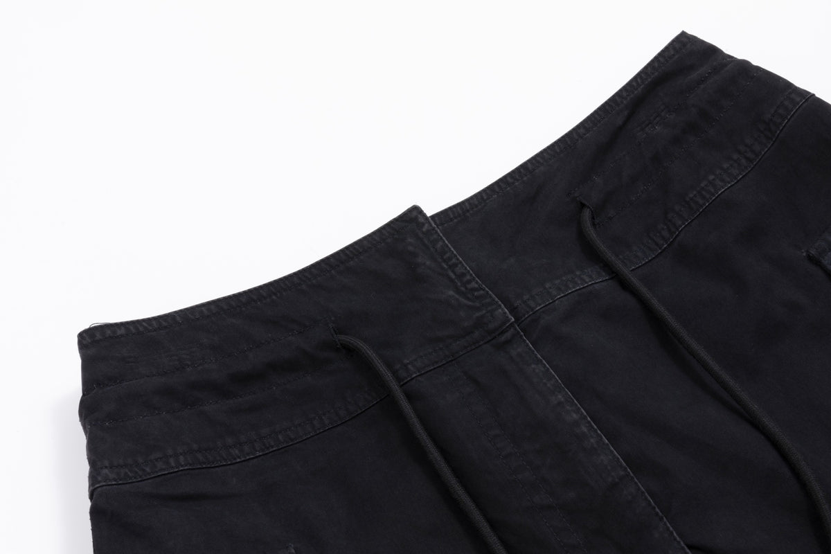 Acid Wash Drawstring Skirt - Black