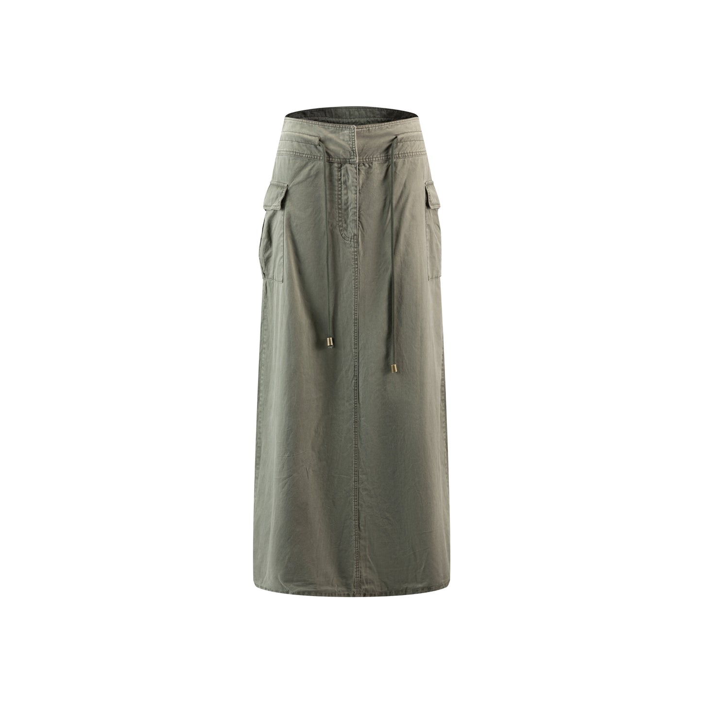 Acid Wash Drawstring Skirt - Green