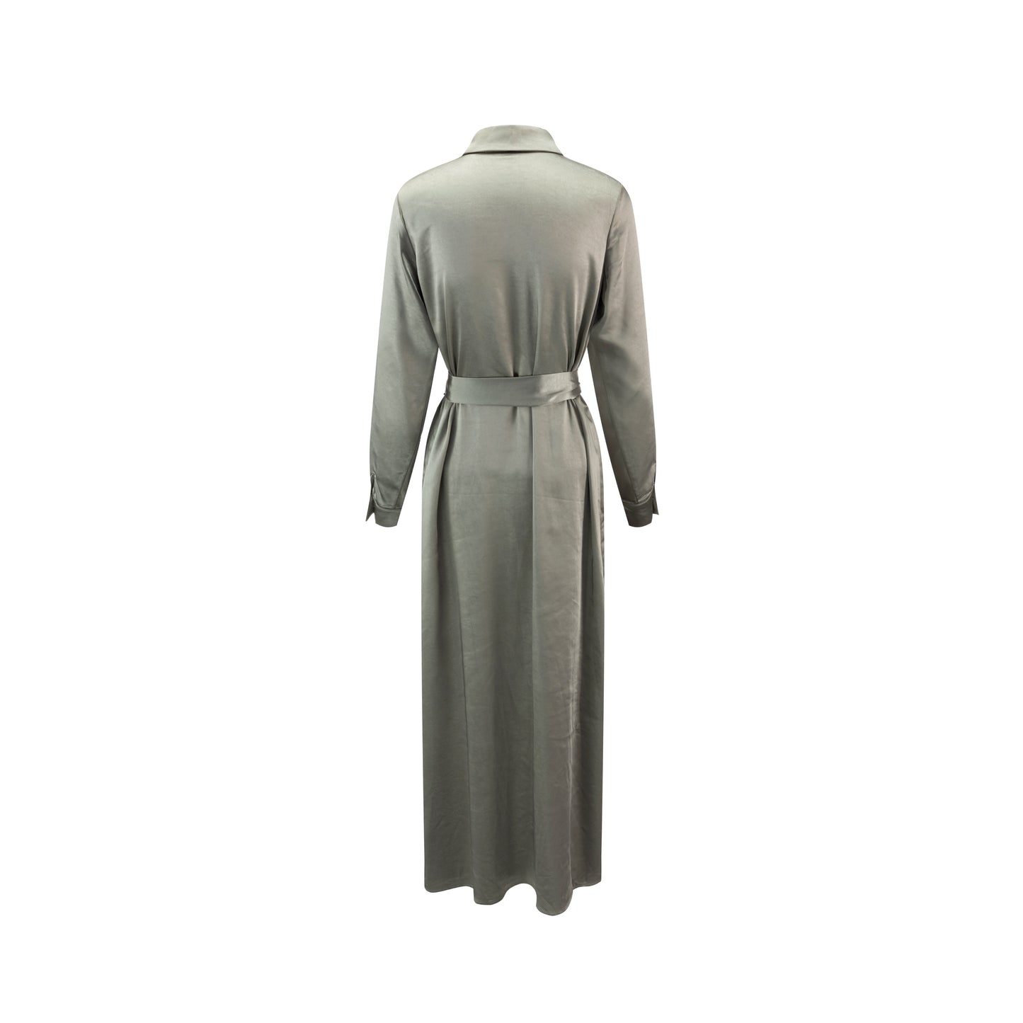 Waist Belt Pocket Shirt Dress - Olive