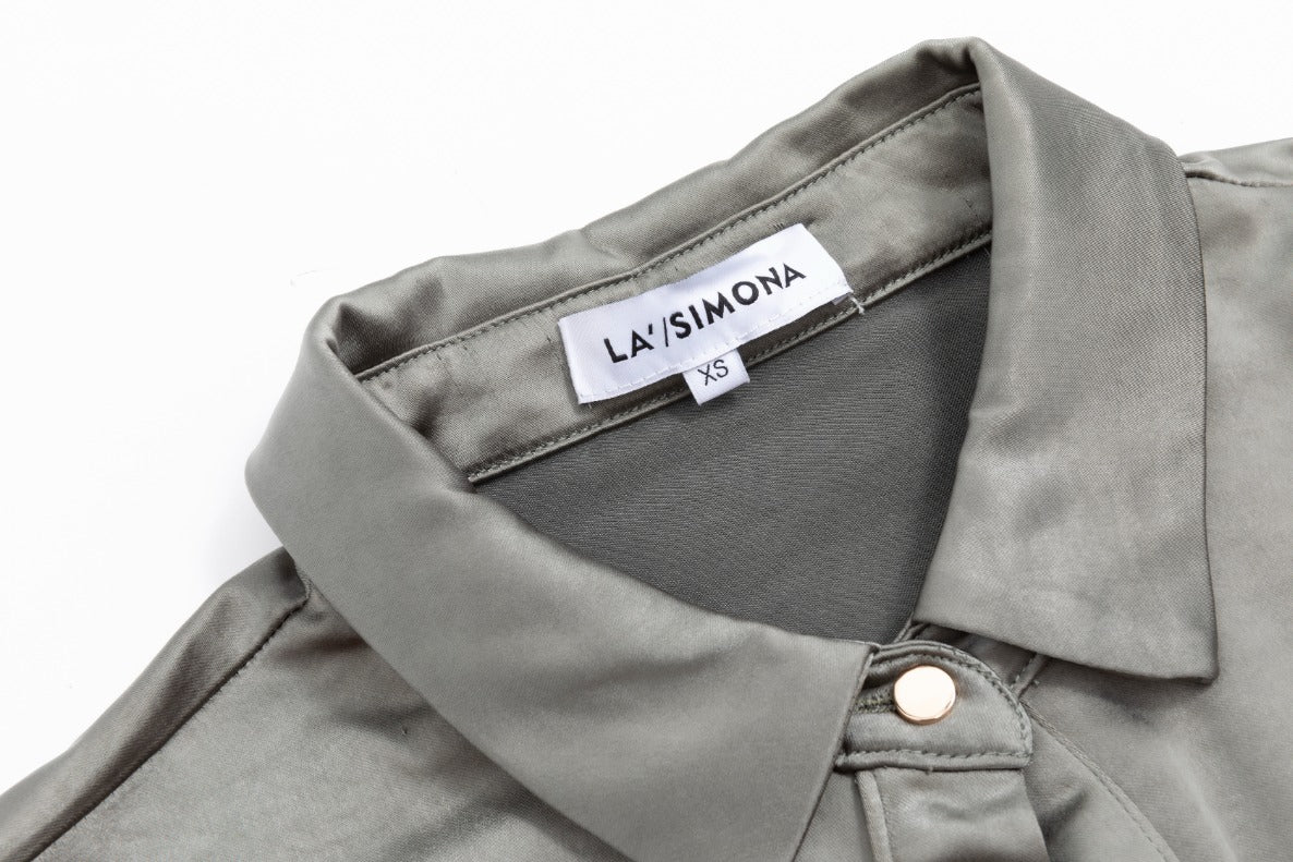Waist Belt Pocket Shirt Dress - Olive