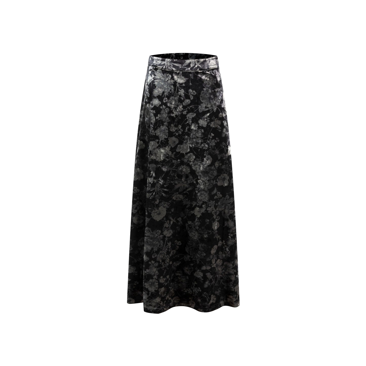 Floral Velour Skirt - Grey
