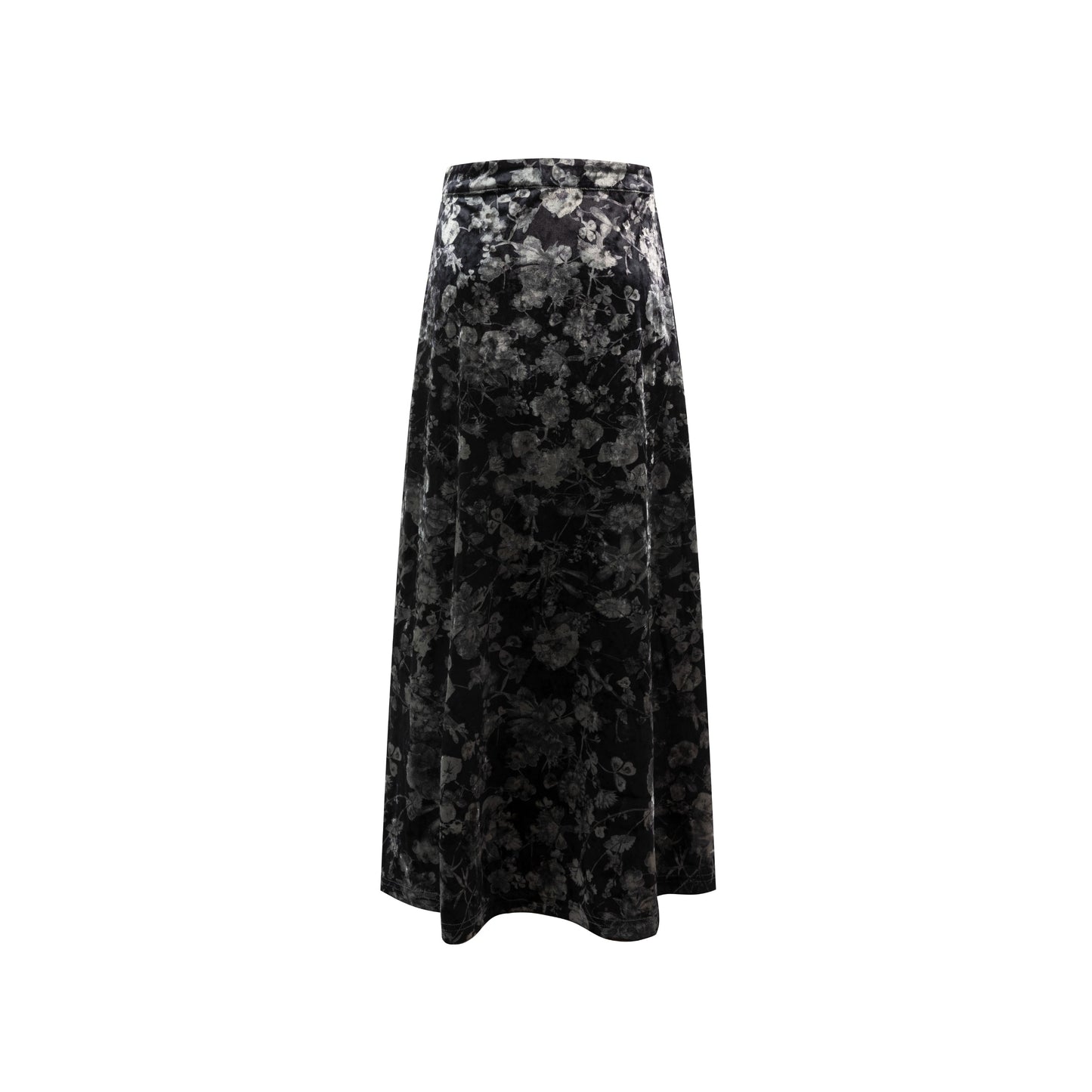 Floral Velour Skirt - Grey