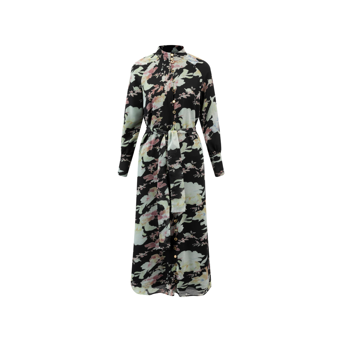 Floral Button Down Dress - Black