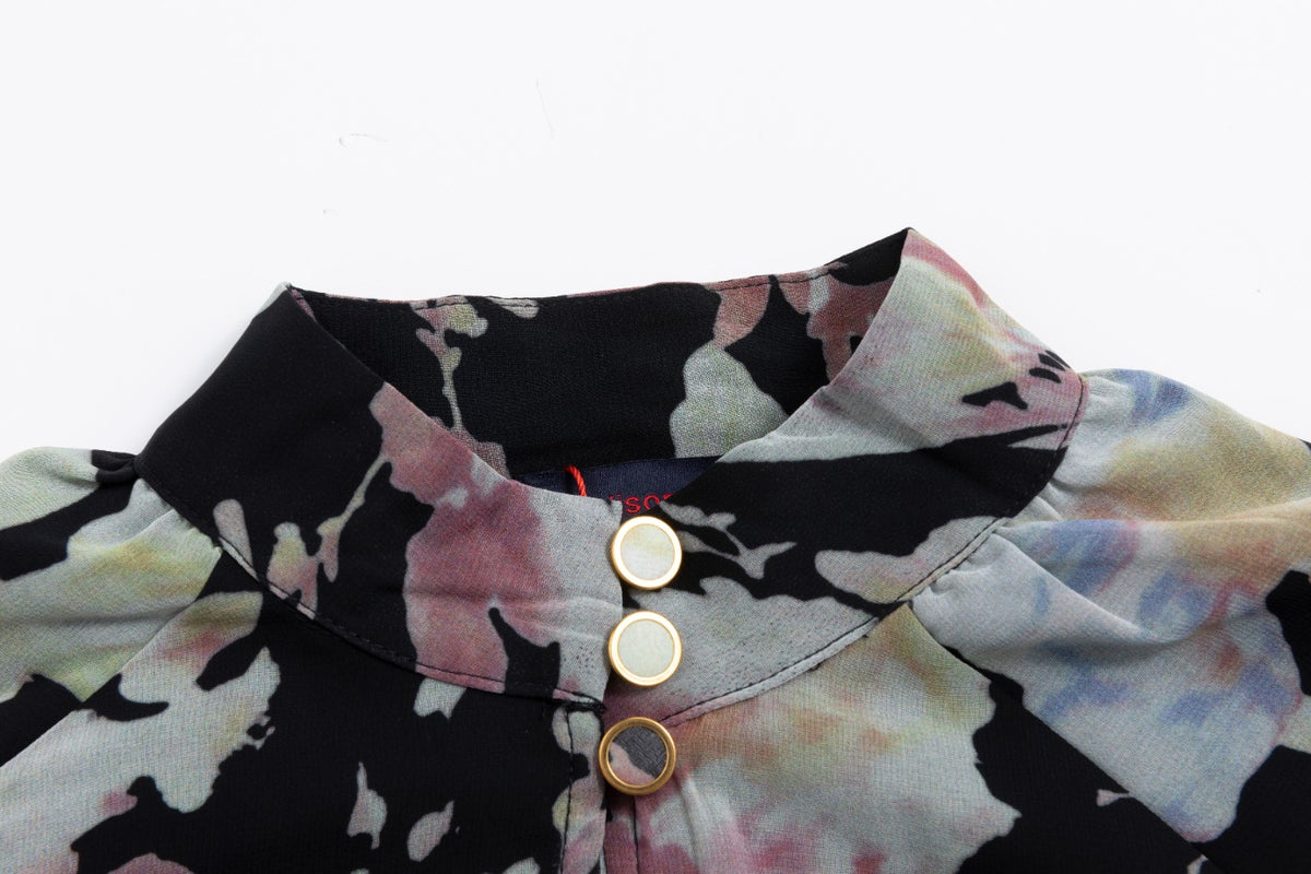 Floral Button Down Dress - Black