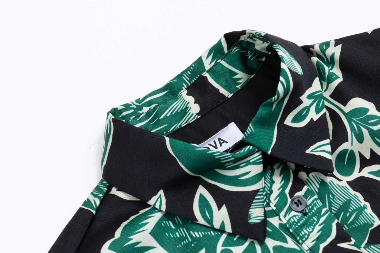 Big Flower Printed Shirt Dress - Emerald