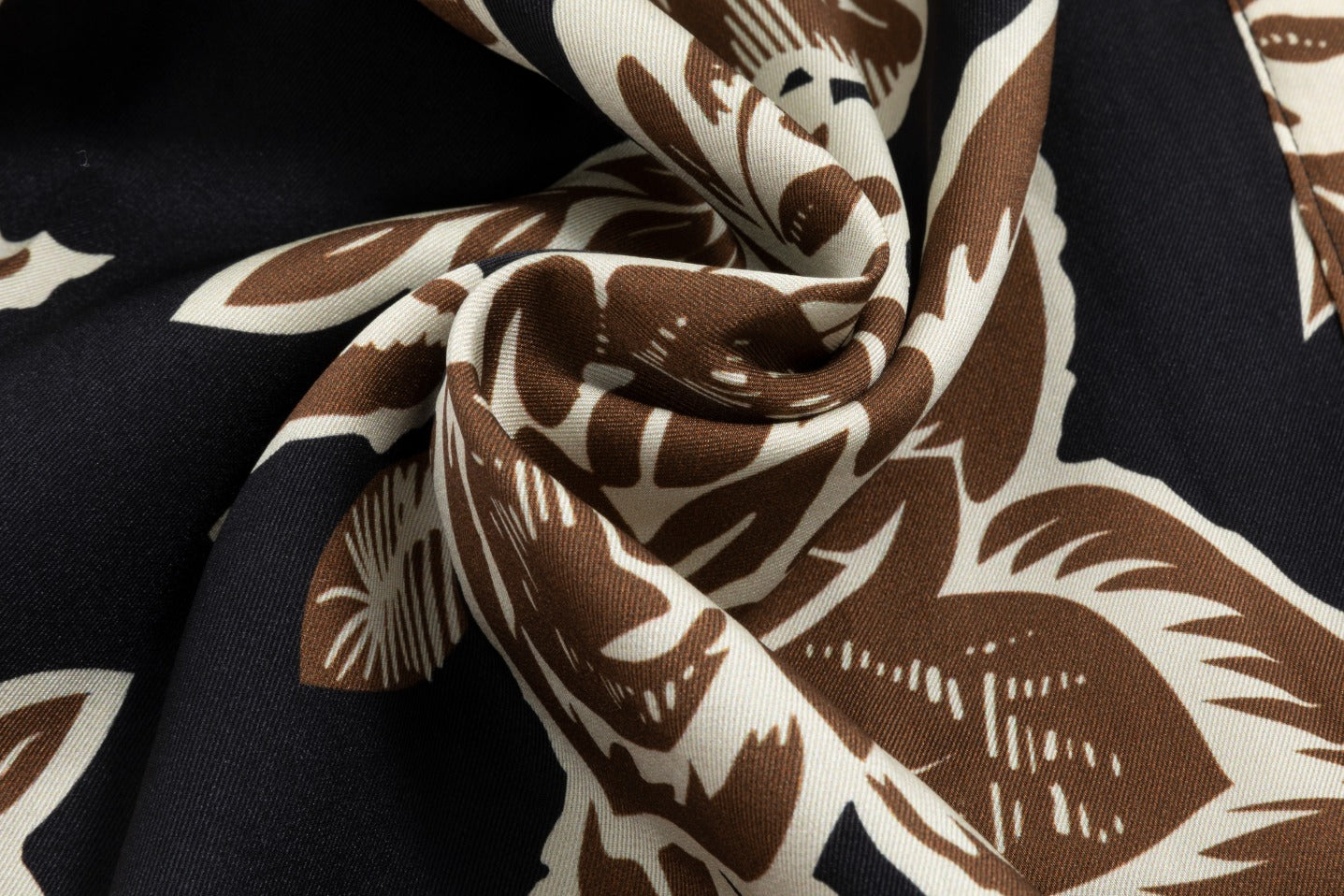 Big Flower Printed Shirt Dress - Tan