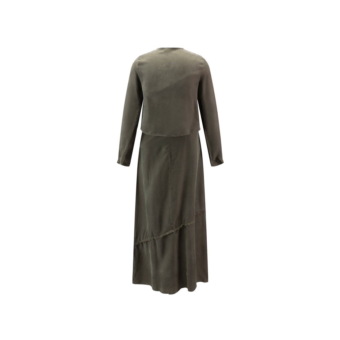 Top With Diagonal Fringe Ruffle Jumper - Olive