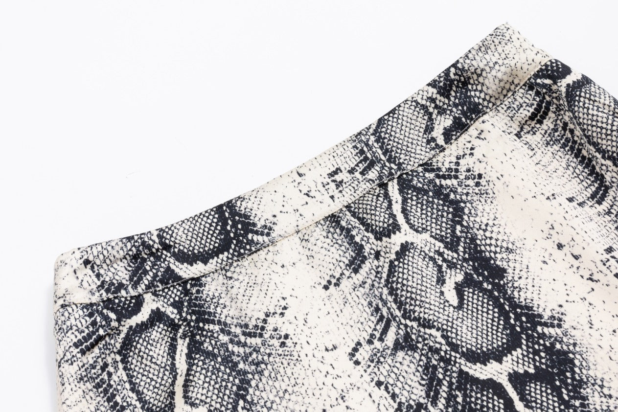Snake Printed Satin Skirt