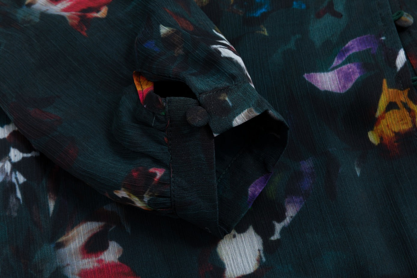 Darker Green Multicolor Printed Chiffon Layer Dress