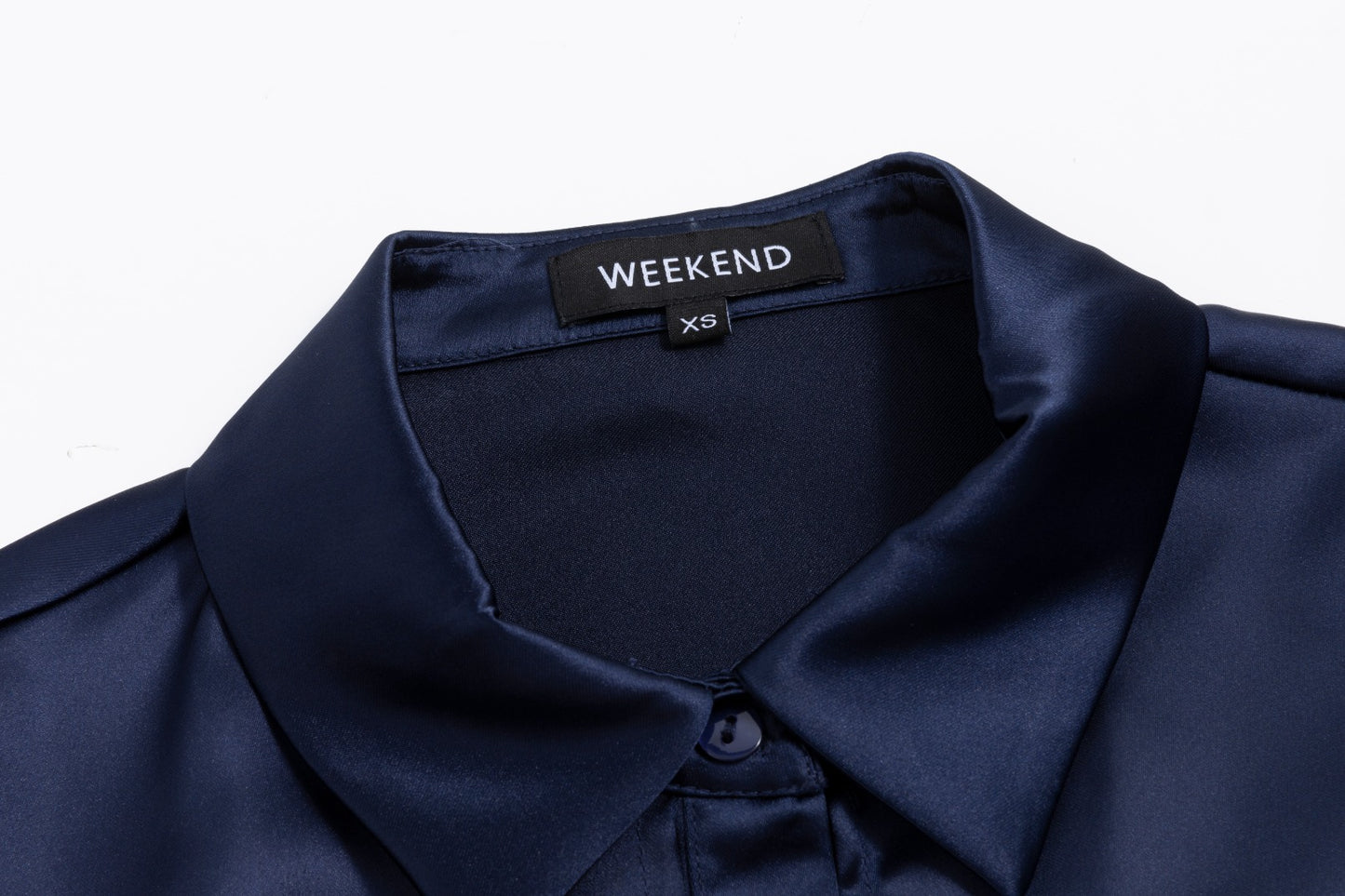 Navy Tie Waist Shirt Dress - Solid