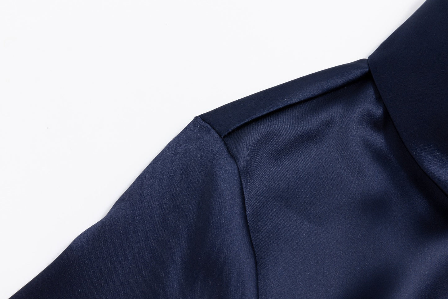 Navy Tie Waist Shirt Dress - Solid