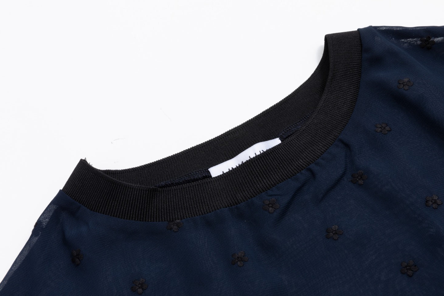 Navy Floral Embroidered Top