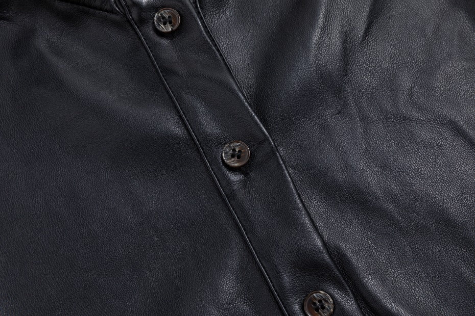 Leather Dress With Waist Tie - Black
