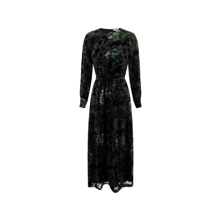Black & Green Velvet Cutting Layer Dress