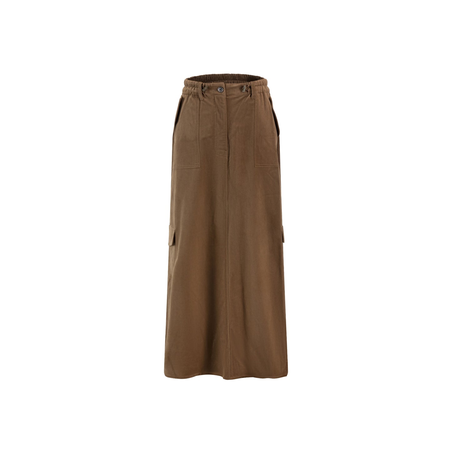 Multi Pocket Drawstring Skirt - Brown