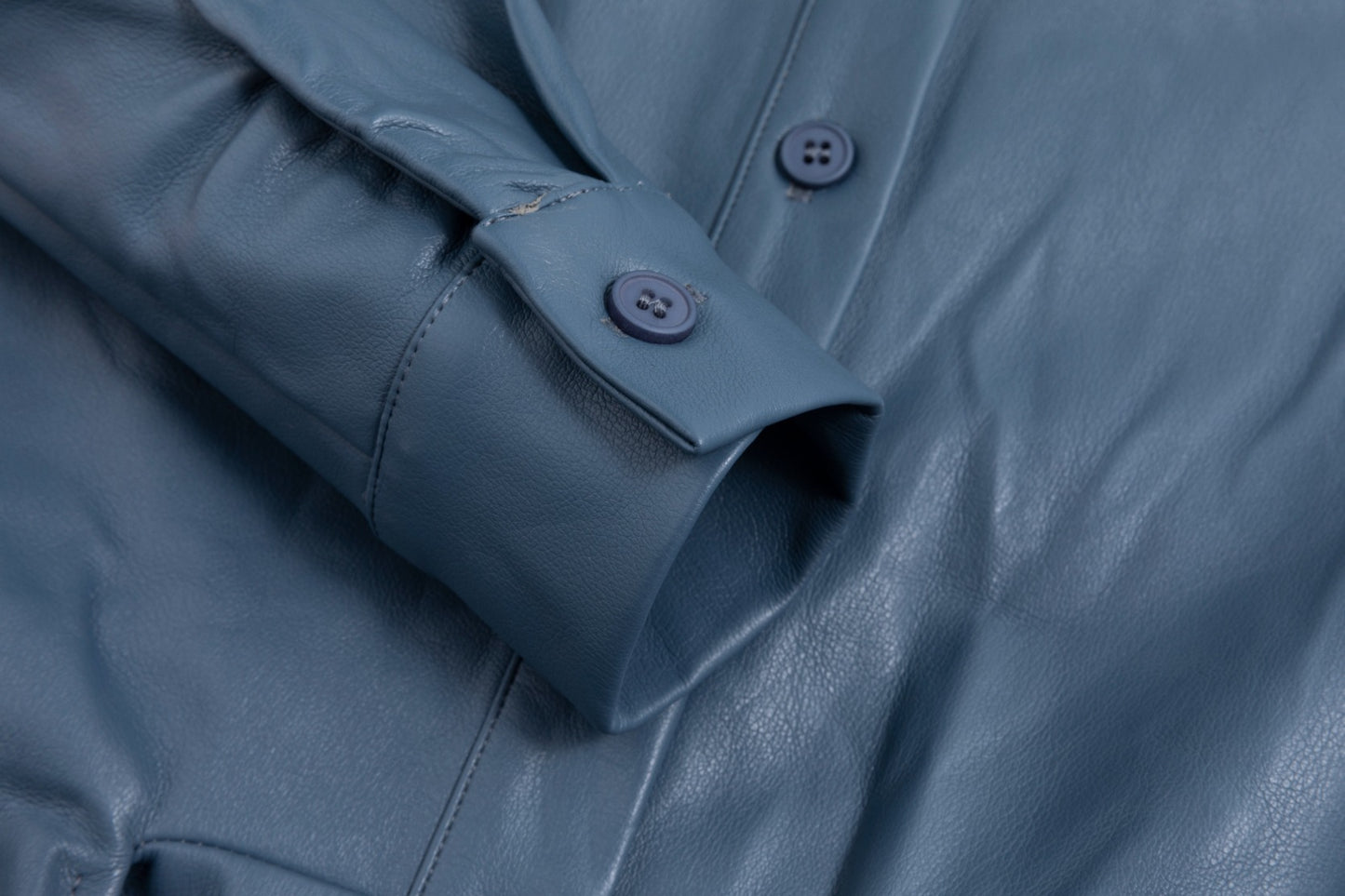 Leather Dress With Waist Tie - Slate Blue