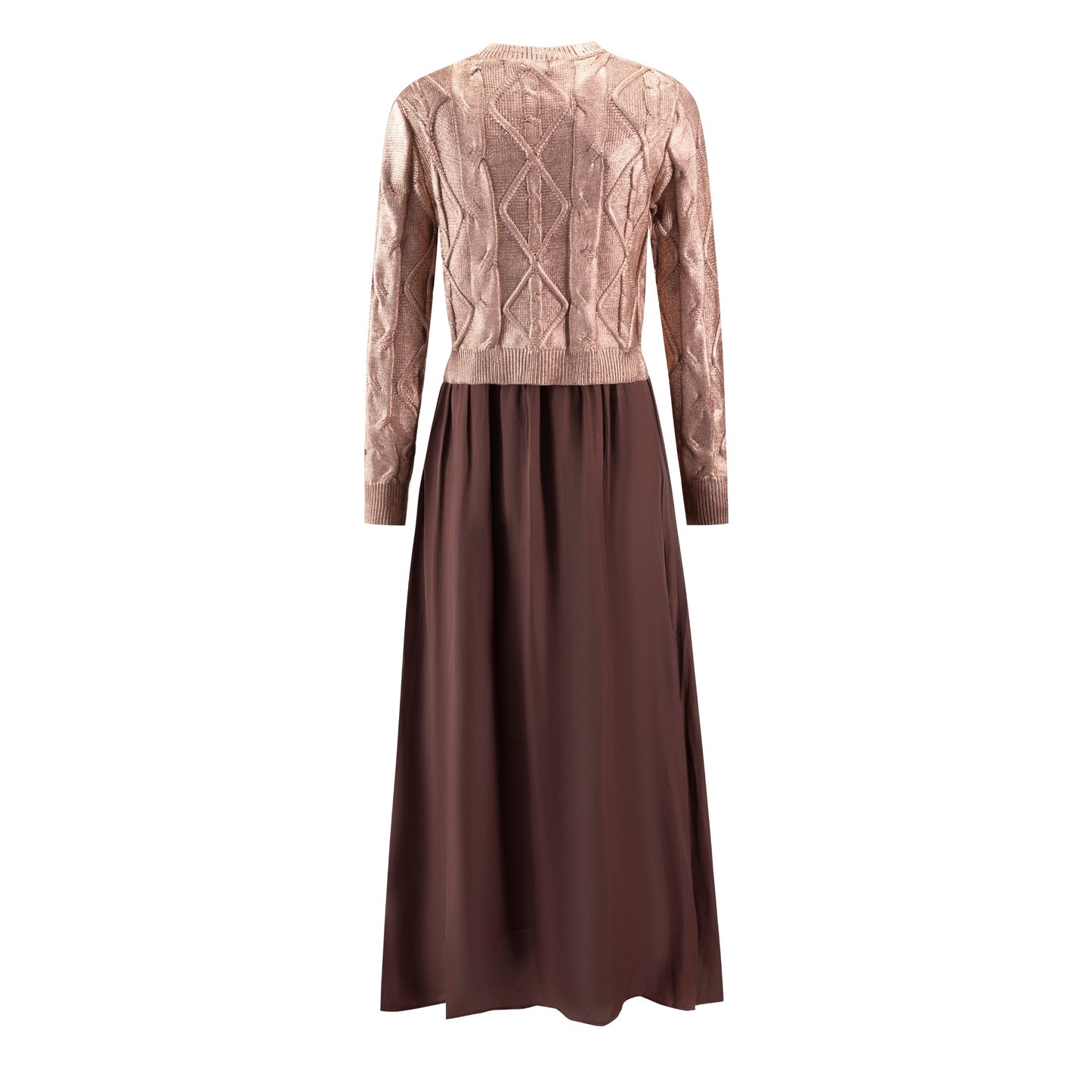 Jumper With Metallic Knit Overlay - Mauve