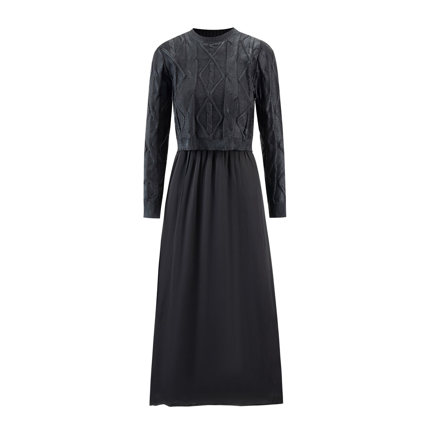 Jumper With Metallic Knit Overlay - Black