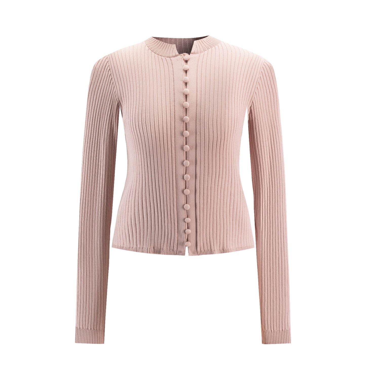 Polish Knit Ribbed Cardigan Top - Mauve