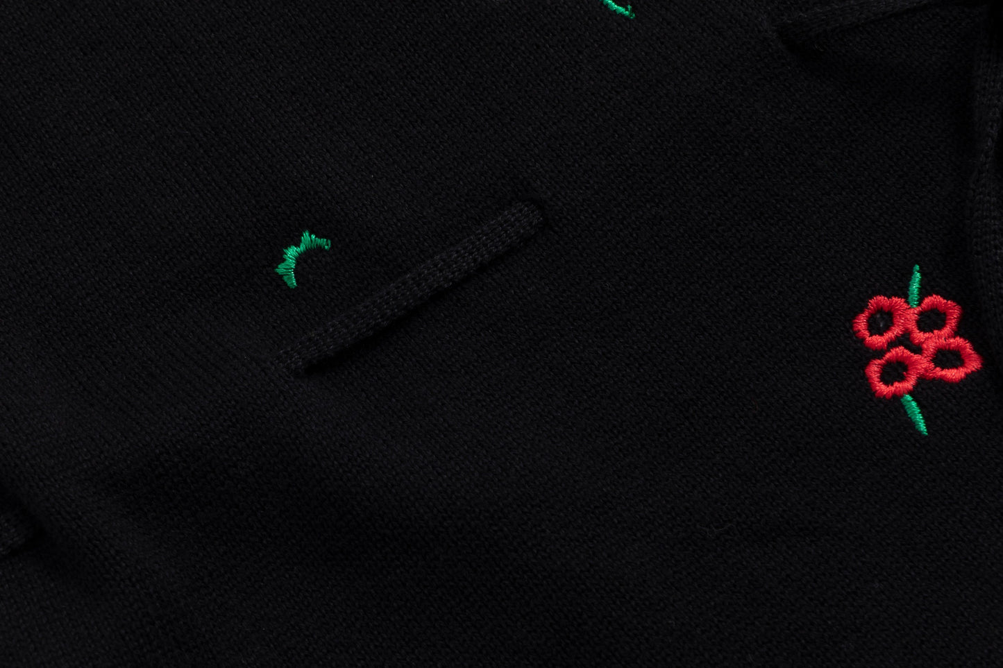 Knit Cardigan With Multicolor Embroidery - Black