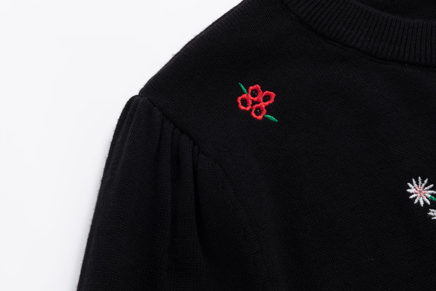 Knit Cardigan With Multicolor Embroidery - Black