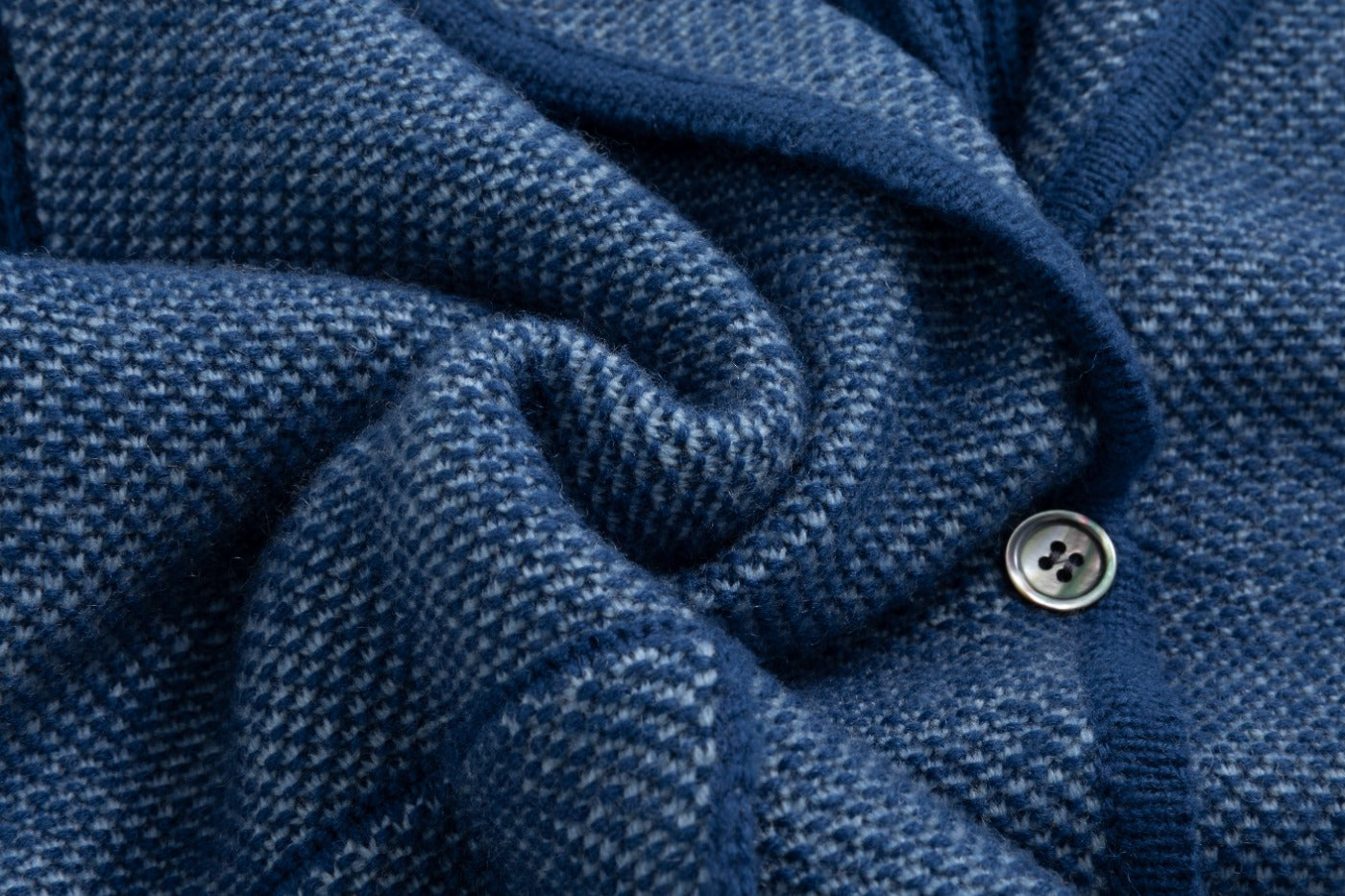 Ribbed Sleeve Knit Blazer - Blue