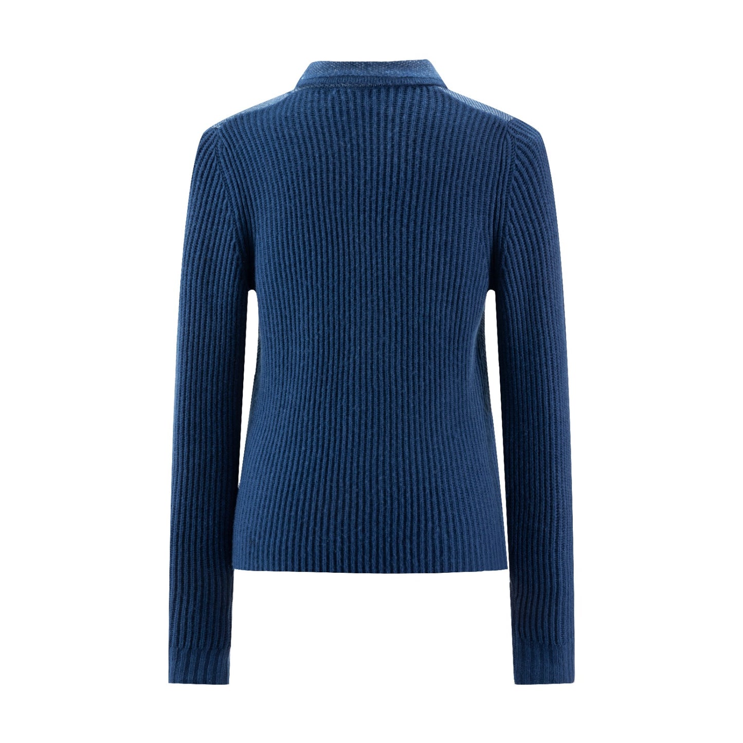 Ribbed Sleeve Knit Blazer - Blue