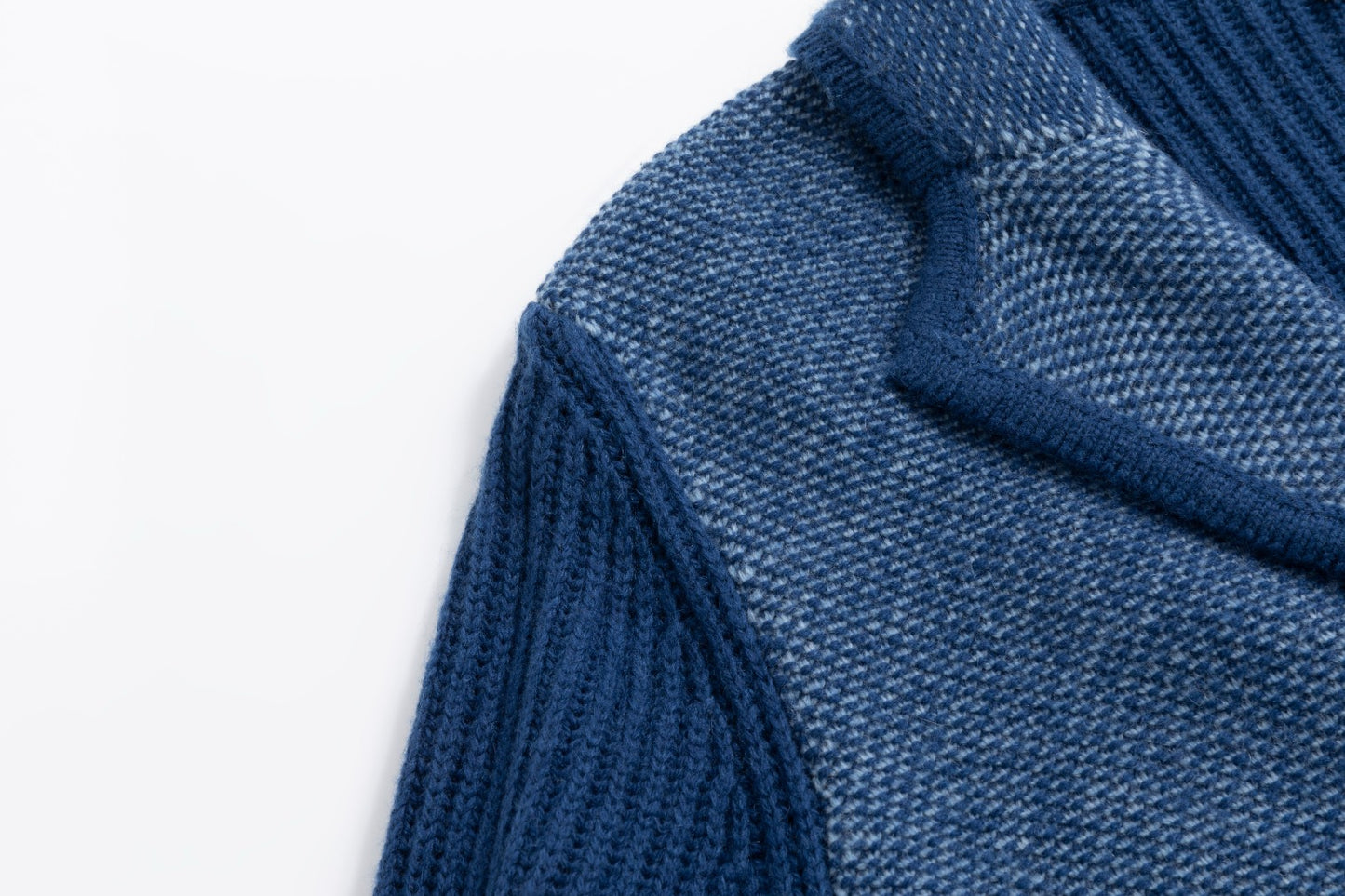 Ribbed Sleeve Knit Blazer - Blue