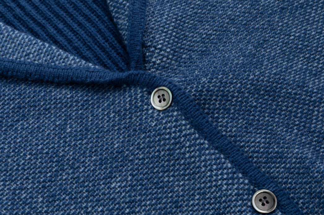 Ribbed Sleeve Knit Blazer - Blue