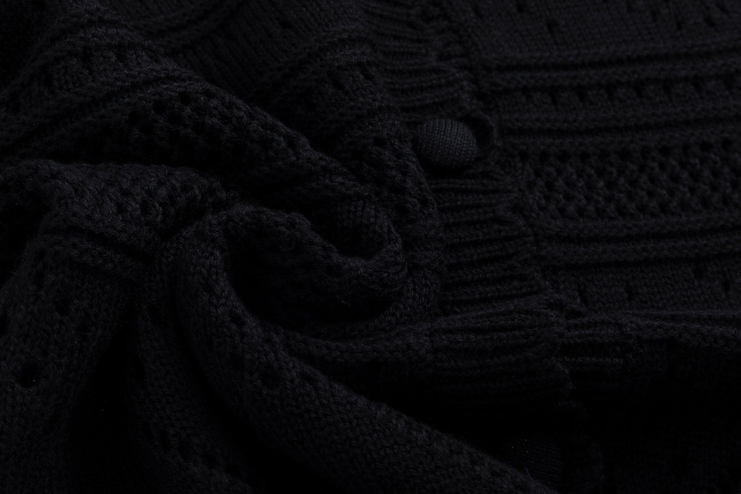 Black Crochet Knit Cardigan - TW4083-A