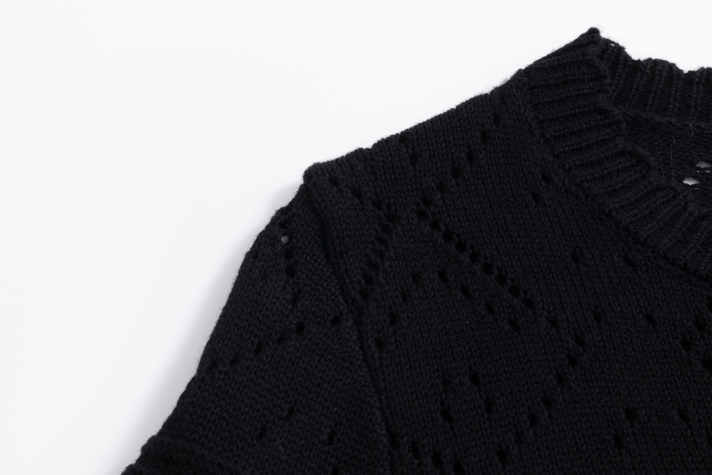 Black Crochet Knit Cardigan - TW4083-A