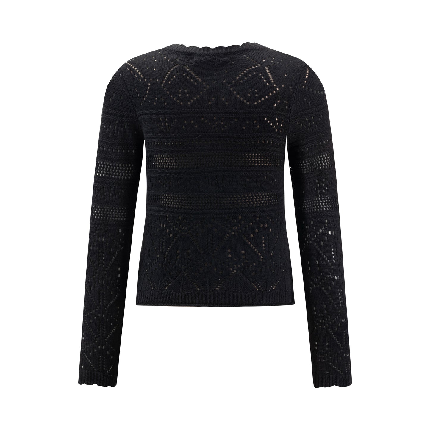 Black Crochet Knit Cardigan - TW4083-A