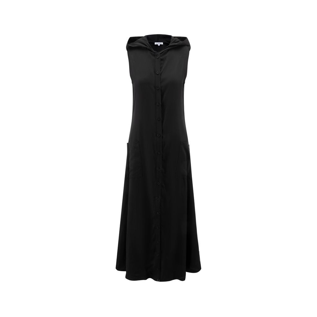 Button Down Jumper With Hood - Black