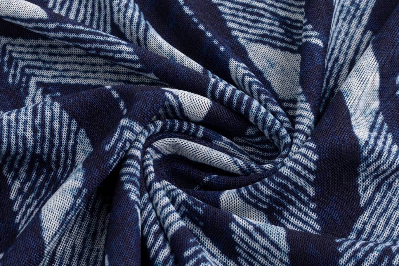 Navy Stripes Geometry Printed Mesh Top