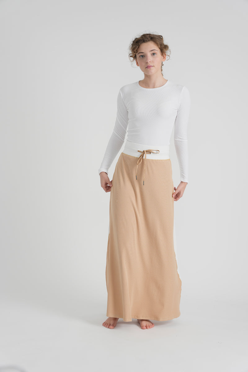 Tan A-Line Maxi Skirt