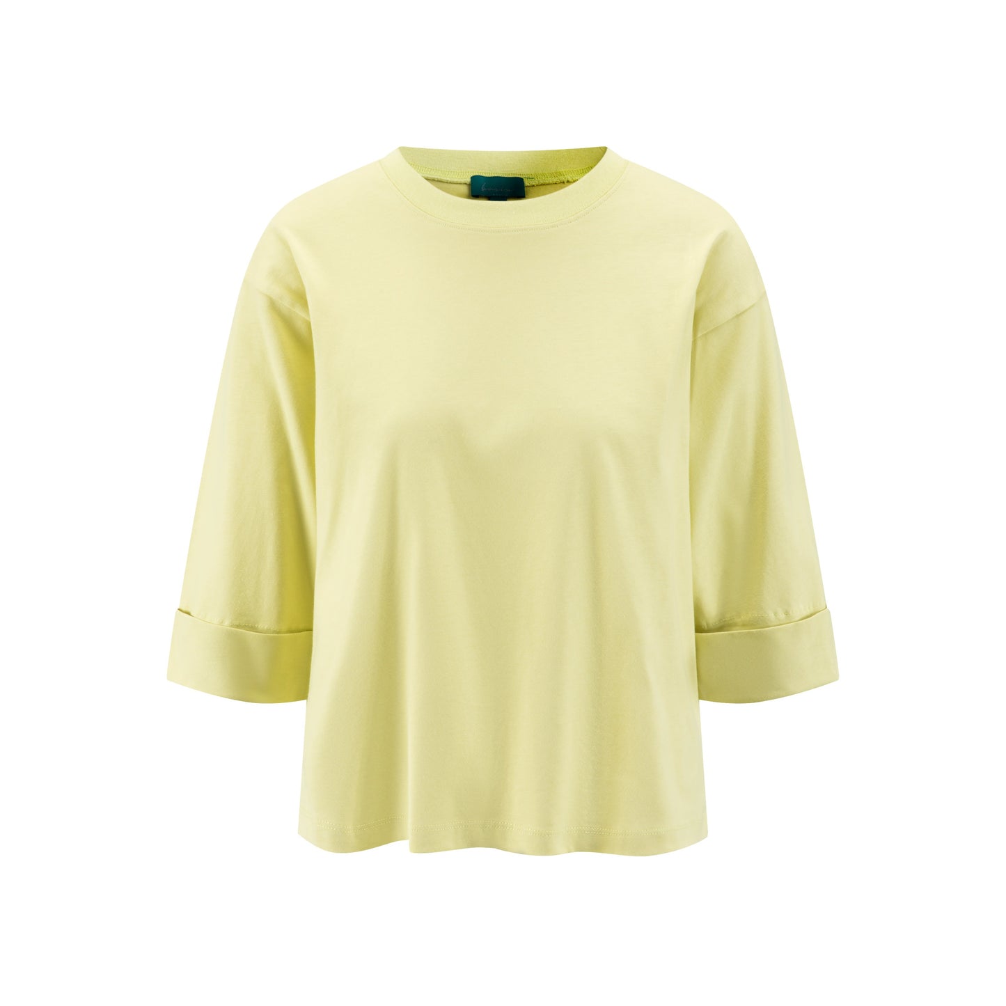 Boxy Fold Over Sleeve T-Shirt - Pear