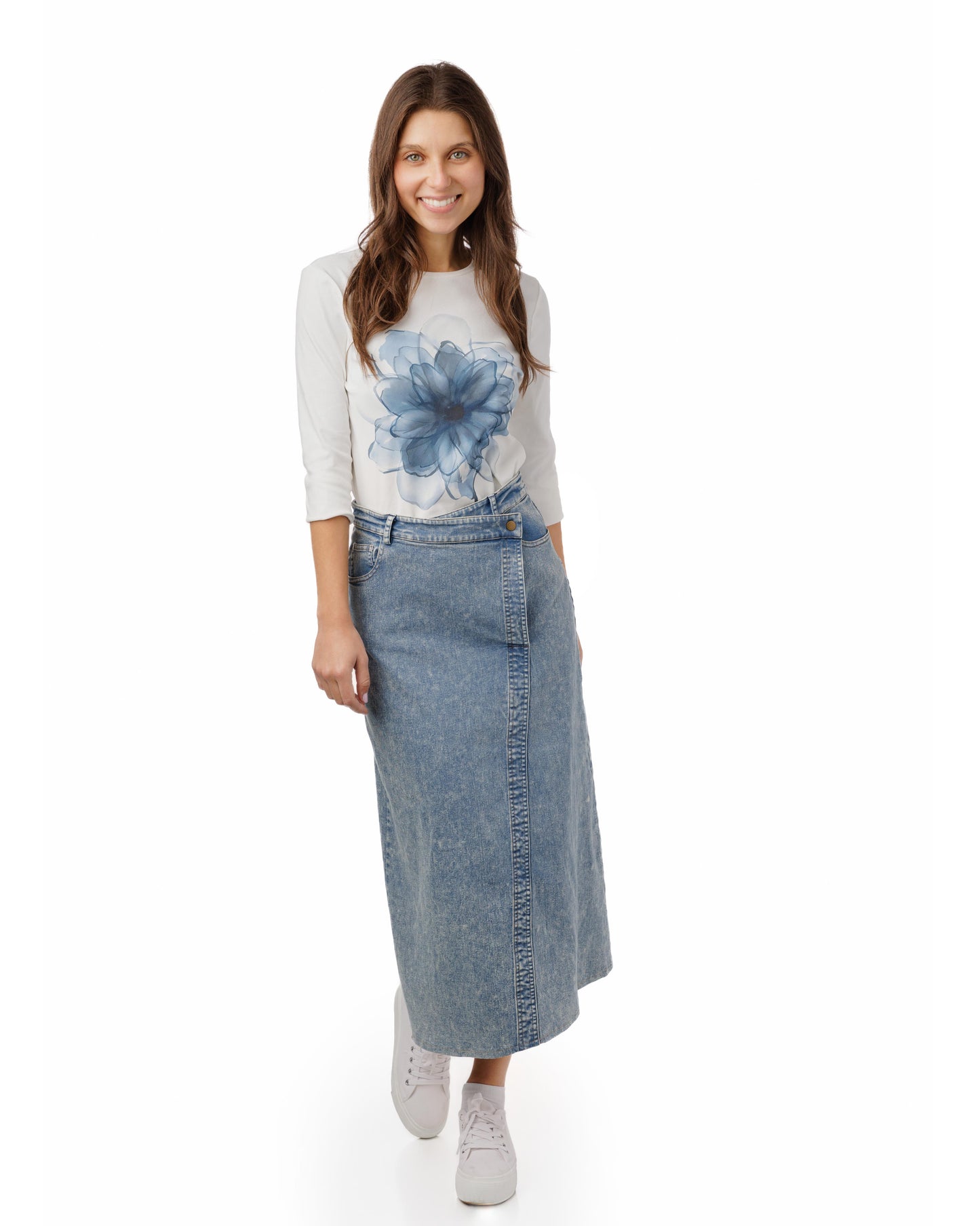 Blue Wash Denim Wrap Skirt