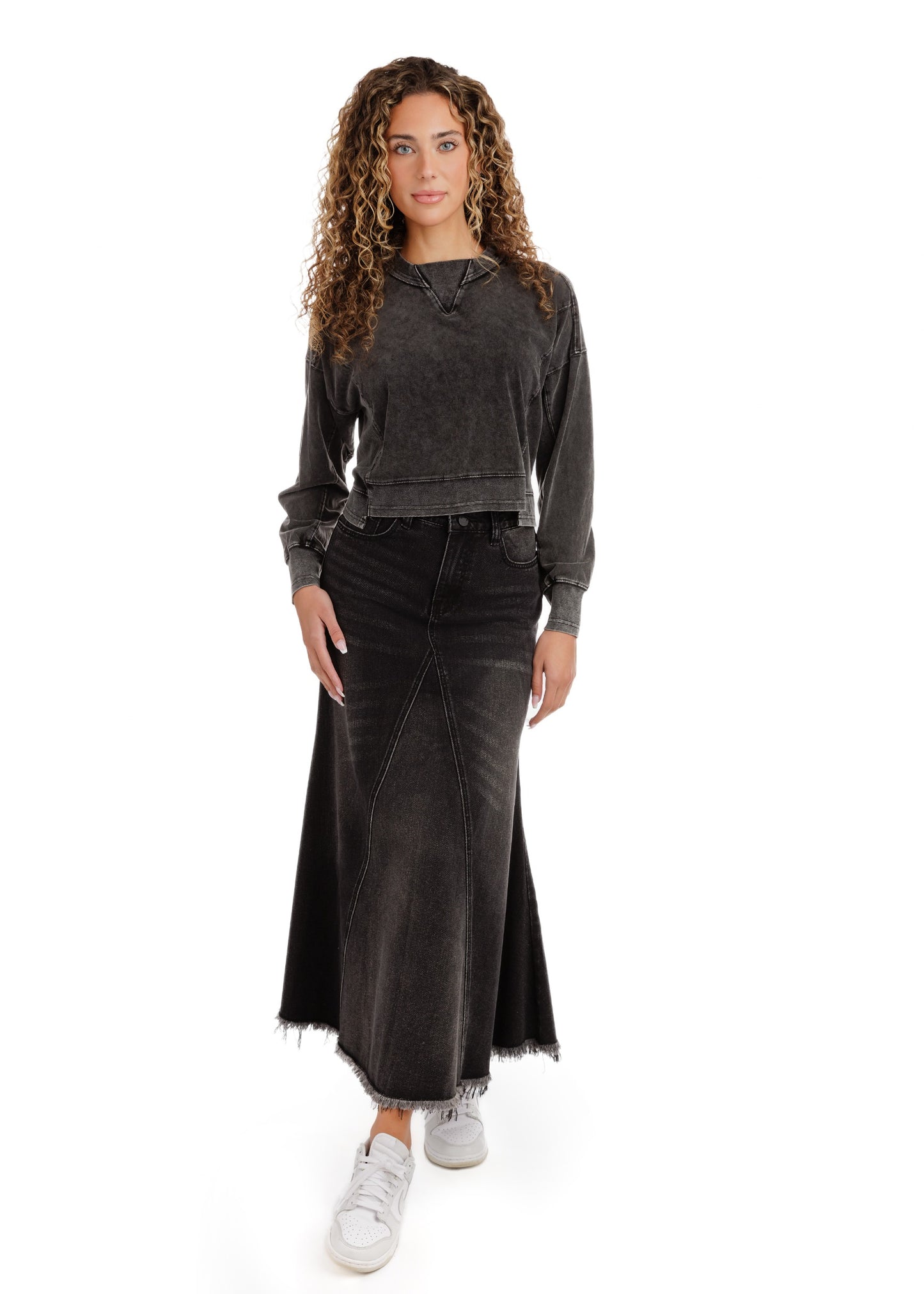 Wash Cropped Box Top - Grey Acid