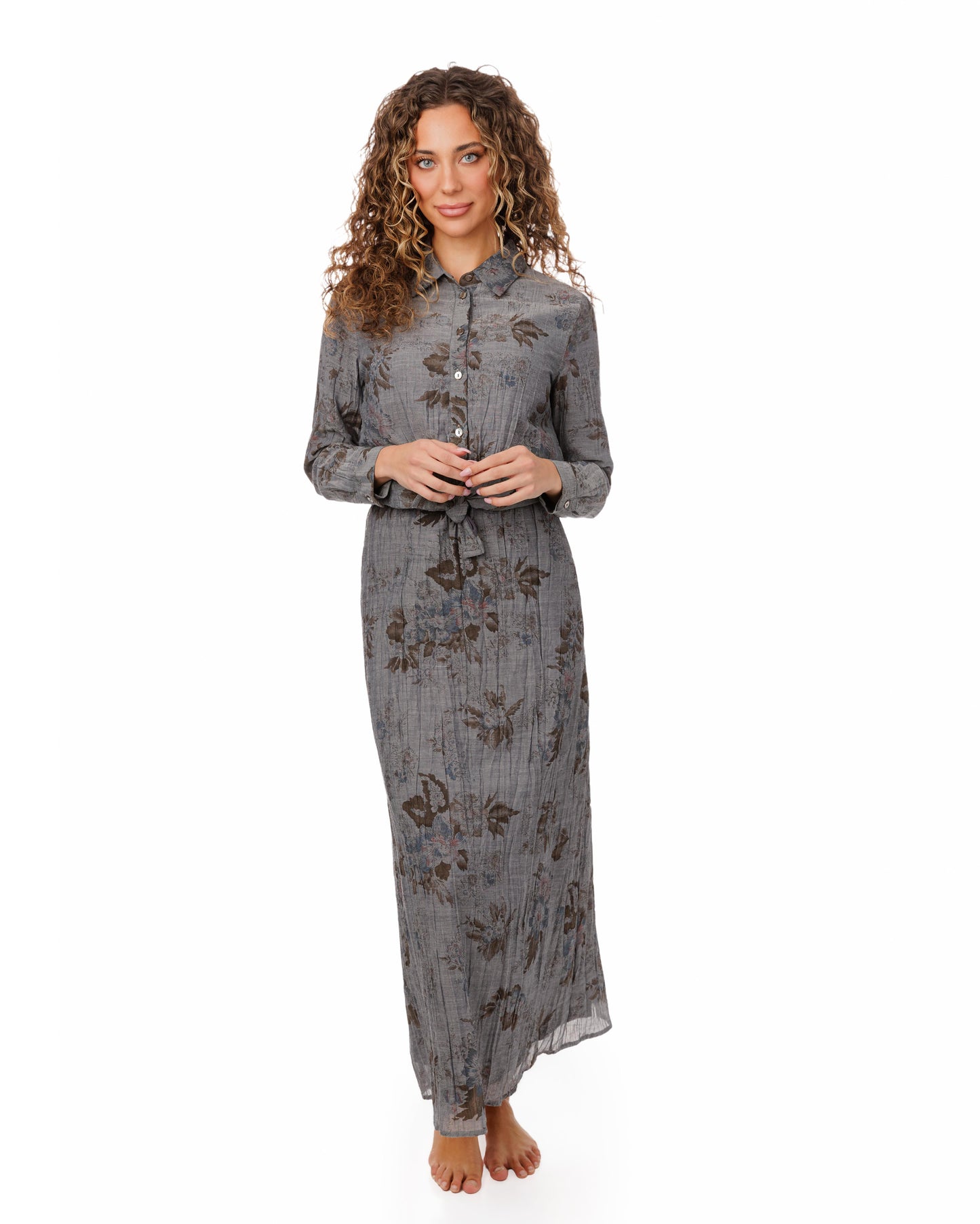 Grey Base Multiflowered Printed Jumper And Top