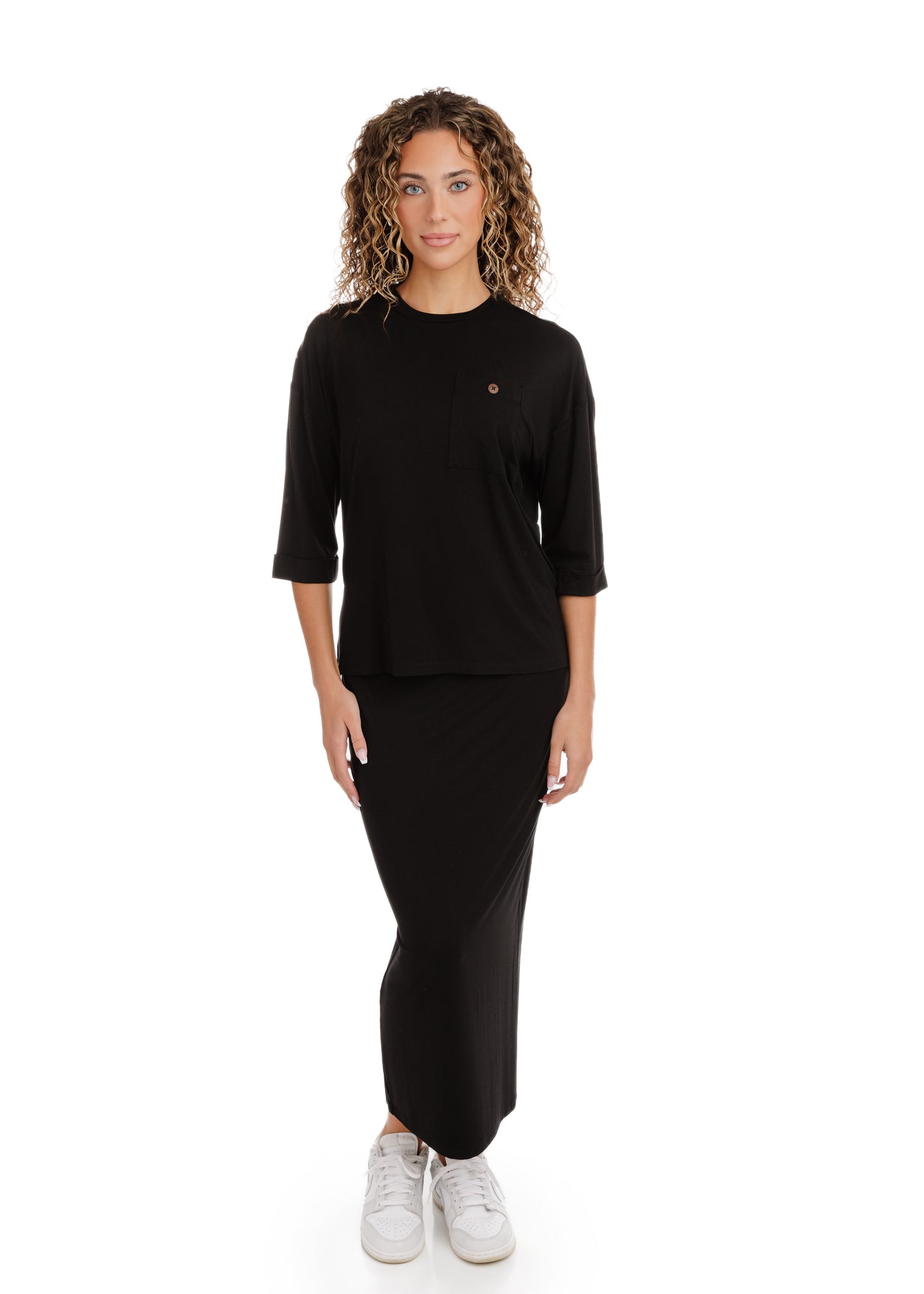 Thin Straight Skirt - Black