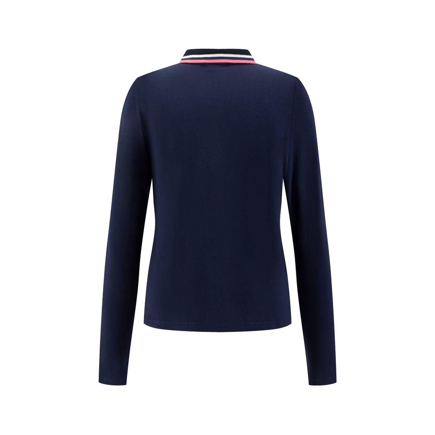 Navy Base Polo Top With Pink/Black Ribbon