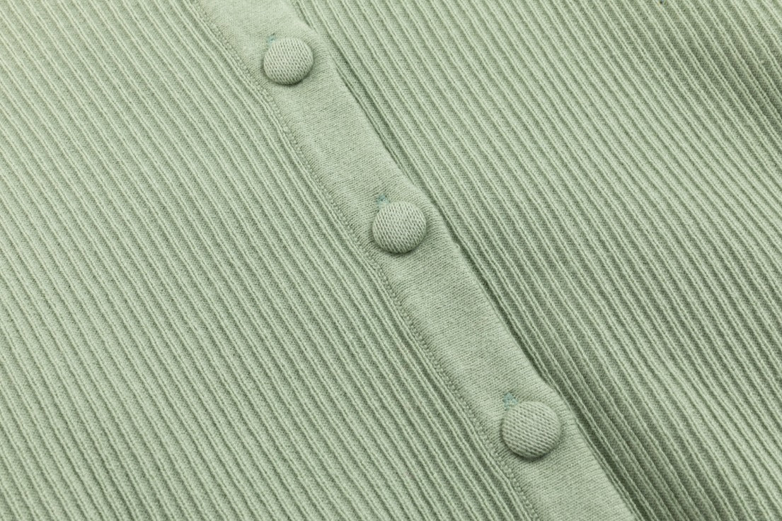 Sage Green Cardigan & Multicolor Printed Dress