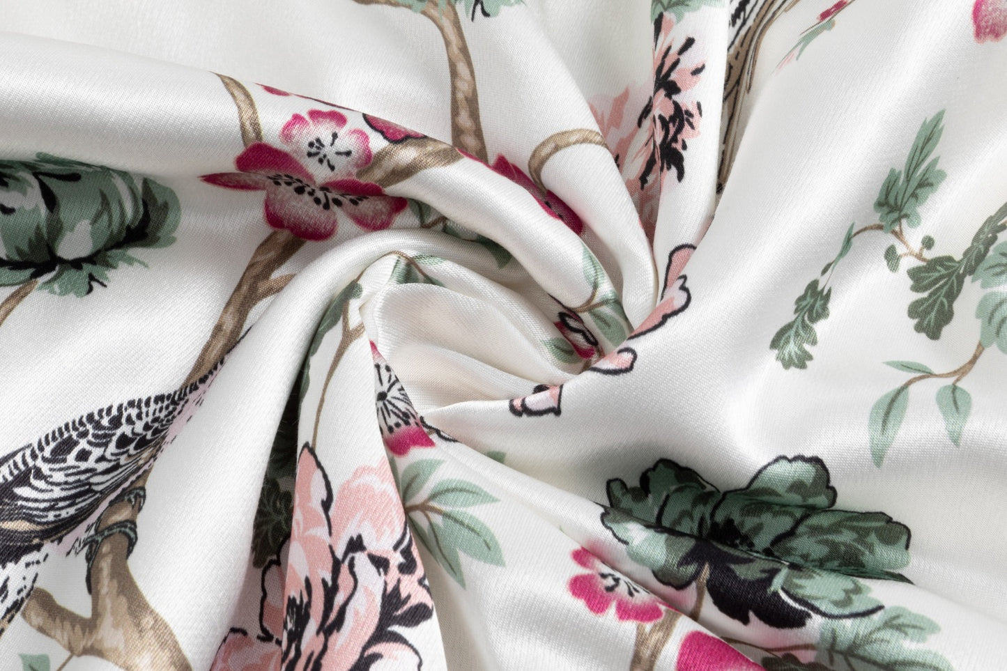 Sage Green Knit Top With Slip Dress With Bird Print