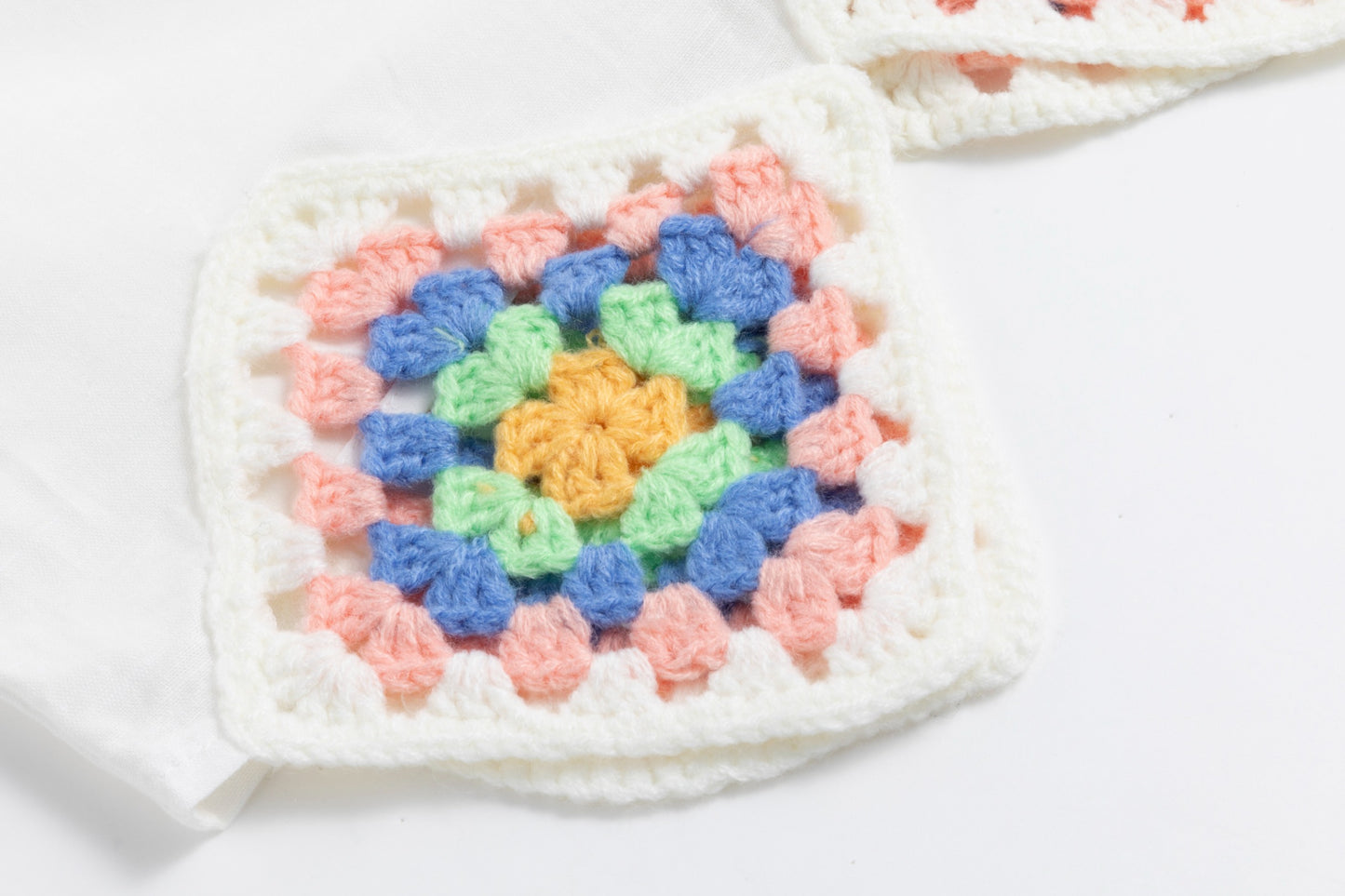 White Overlay With Crochet Over White Jumper