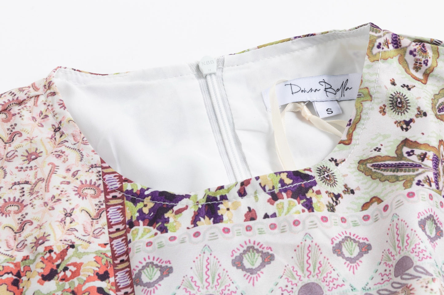 Multicolored Printed Pleated Dress With Pink Overlay