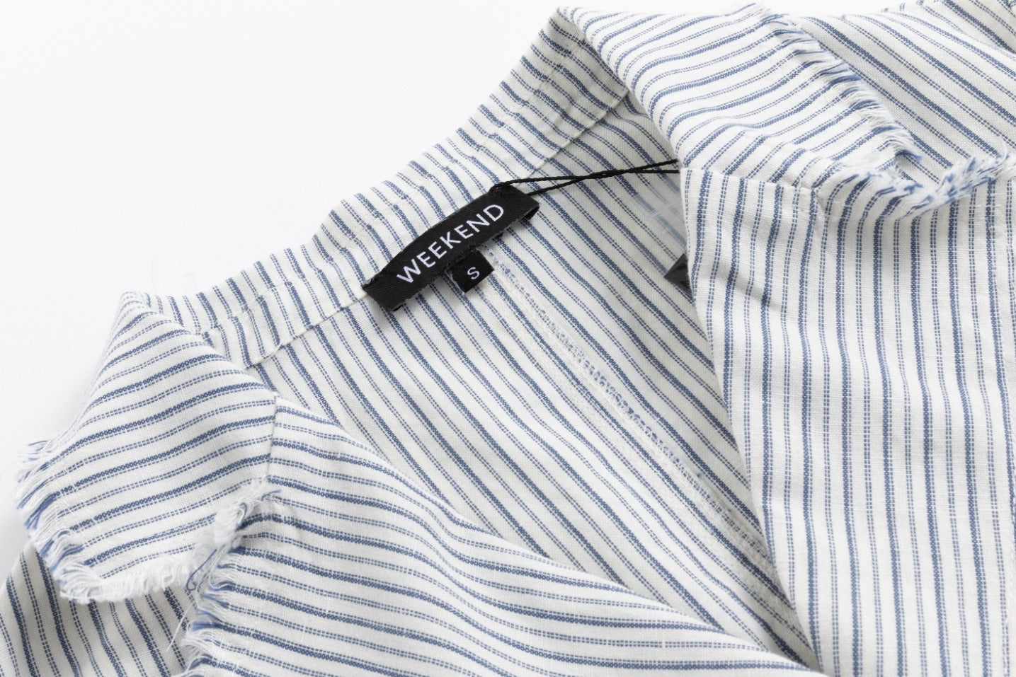 Navy Stripes Fringed Edges Jacket