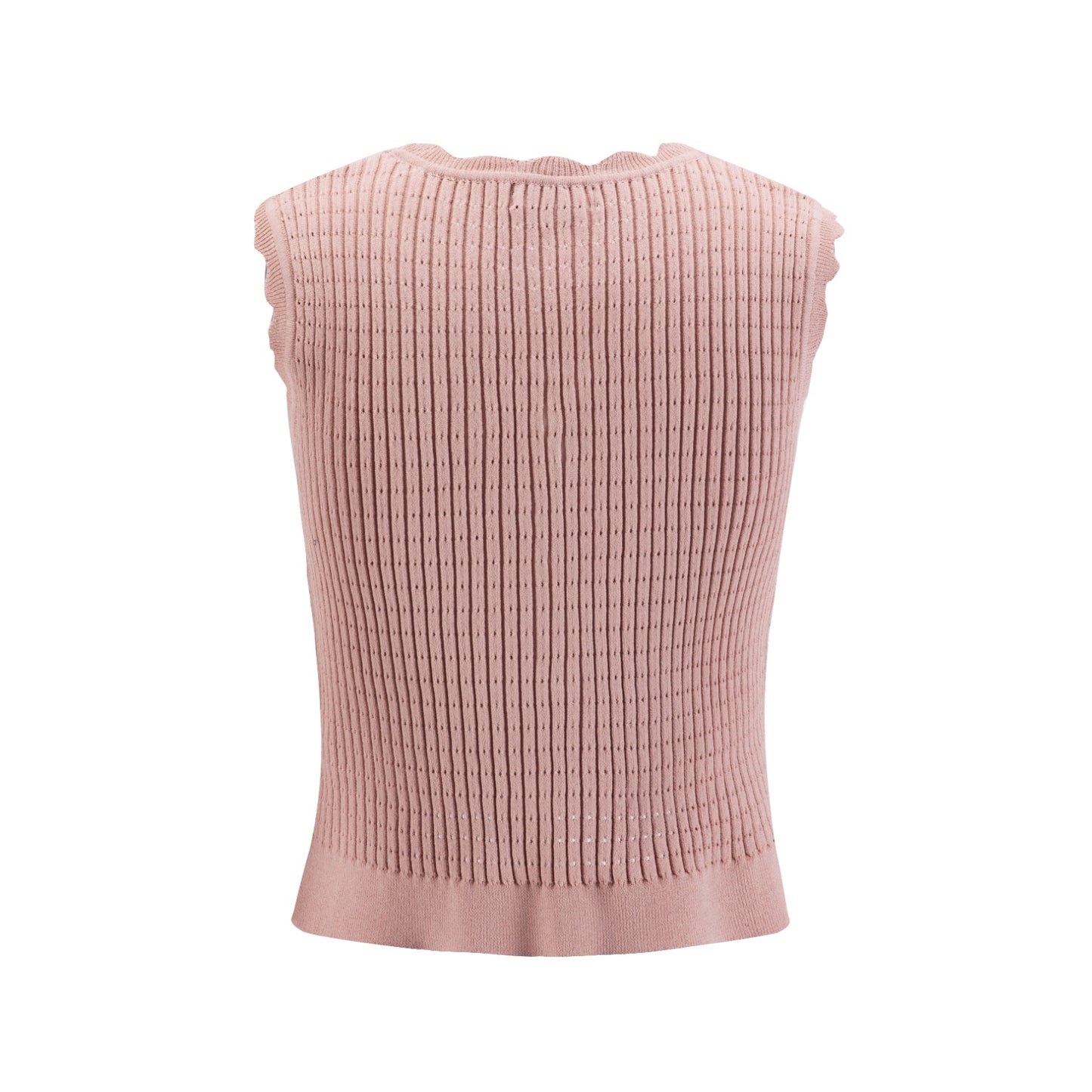 Dusty Rose Scalloped Vest Cardigan